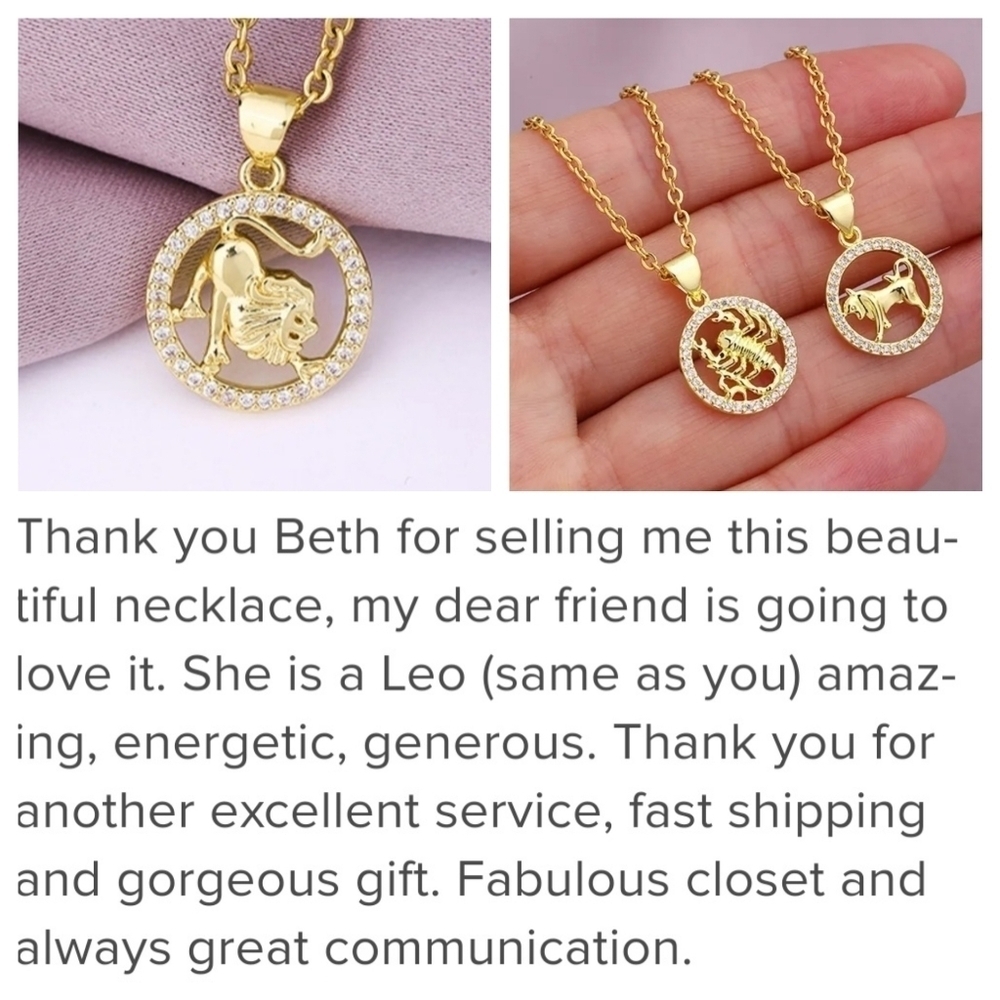 Oct-Nov Scorpio Zodiac Necklace Inlaid Zircon Gold Plated Stainless Steel - Picture 9 of 17